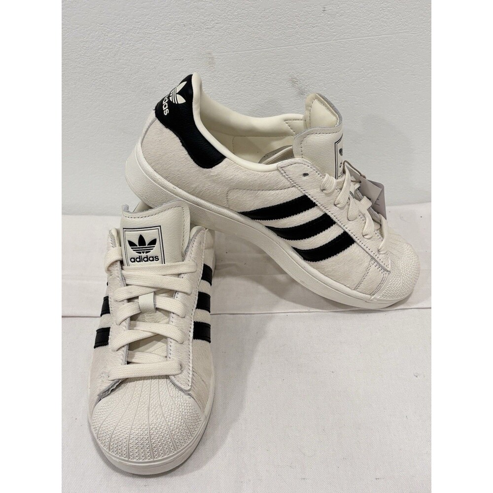 Adidas Superstar II W Women 6.5 White Black Calf Leather Shell Toe Sneakers NWT‎